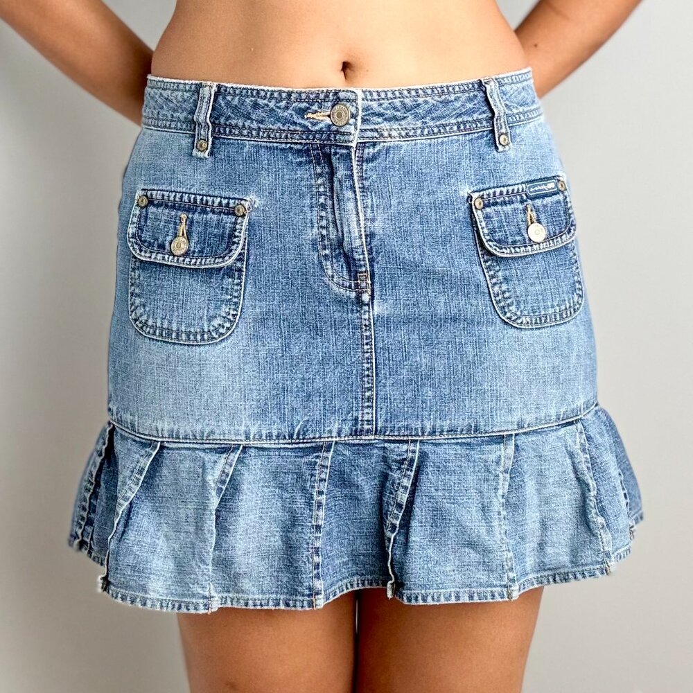 Y2K Denim Pleated Mini Skirt